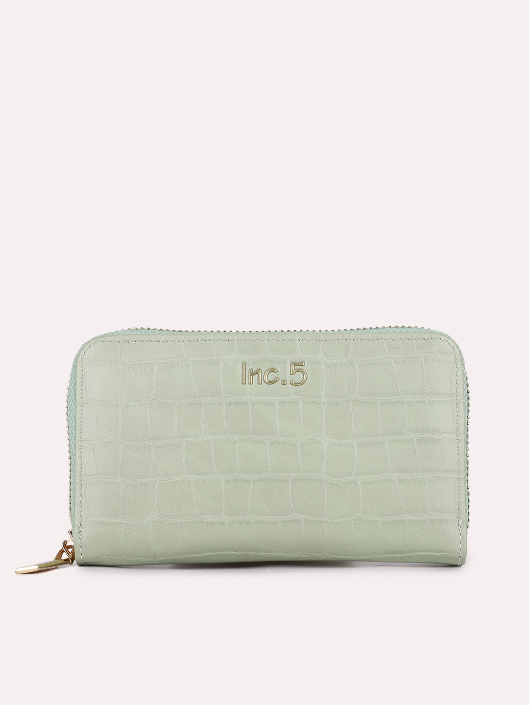 Womens Green Casual Textured Pattern Wallet With Zip