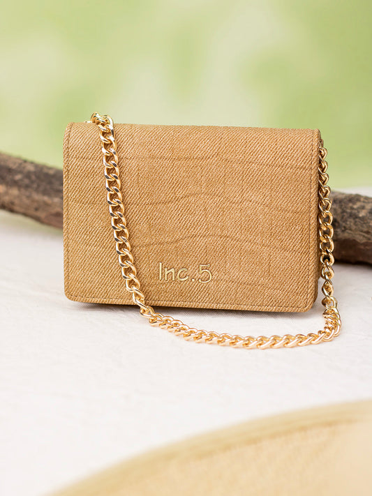 Womens Brown Casual Textured Wallet With Magnet Lock