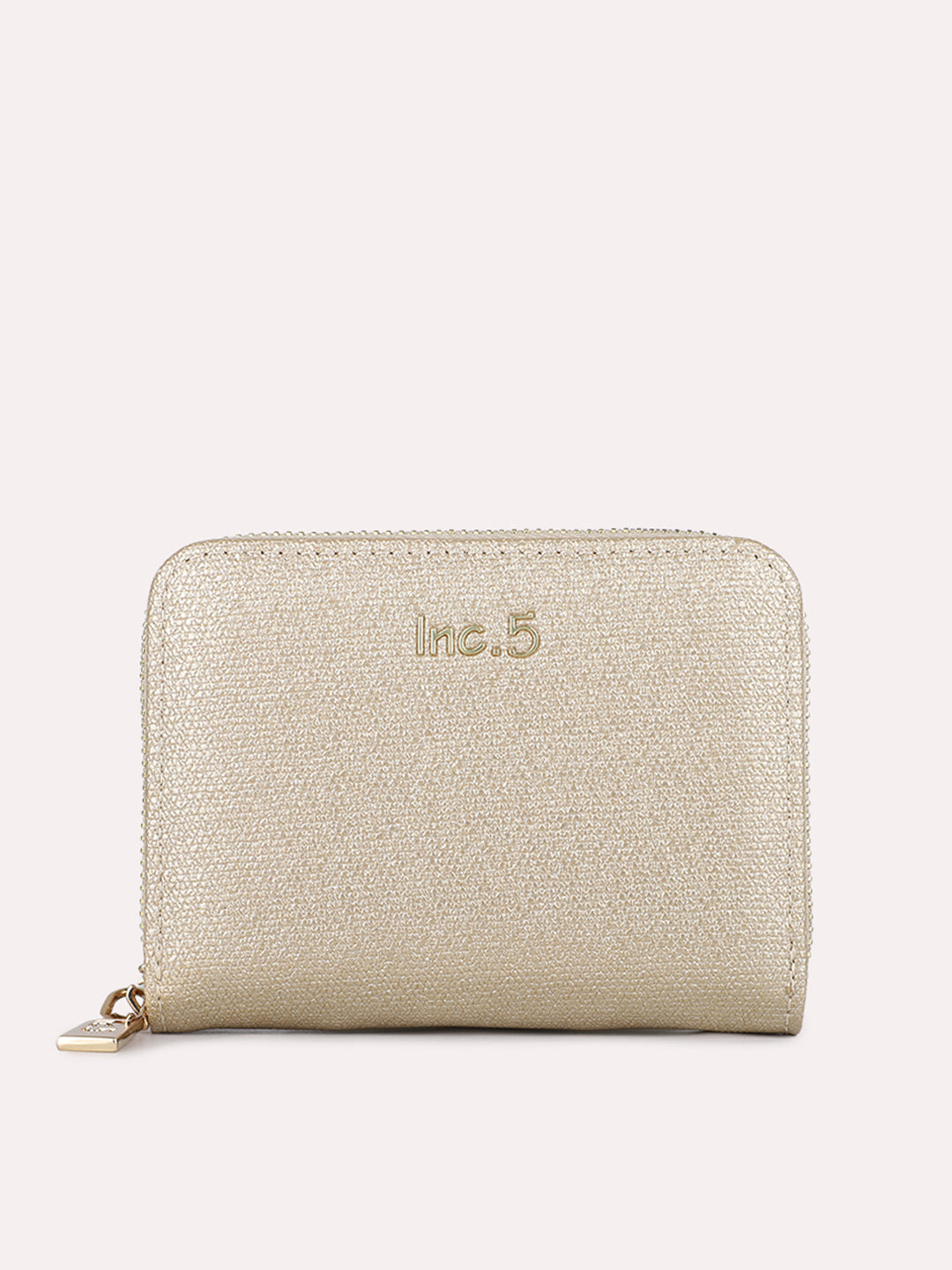 Womens Gold Casual Embroidered Wallet With Zip