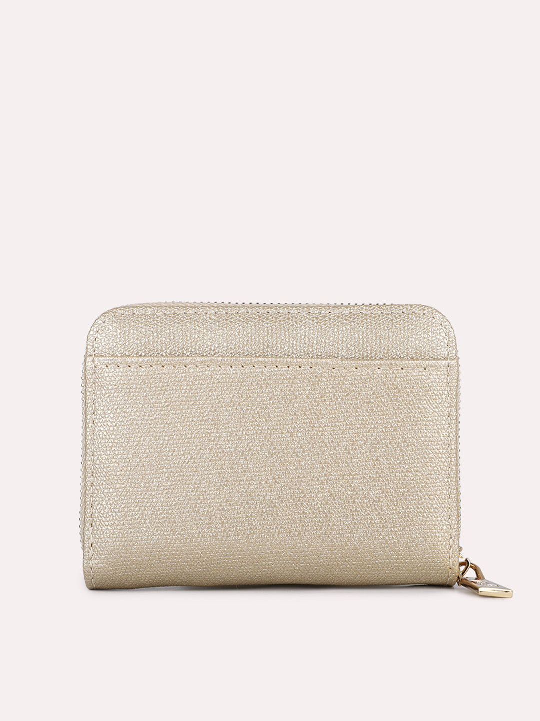 Womens Gold Casual Embroidered Wallet With Zip