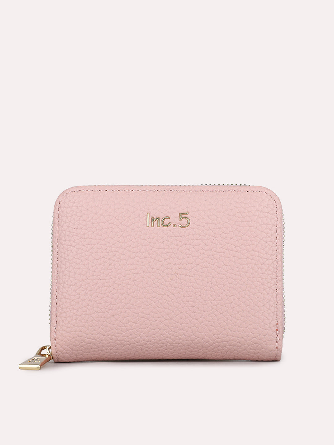 Womens Pink Casual Textured Wallet With Zipper