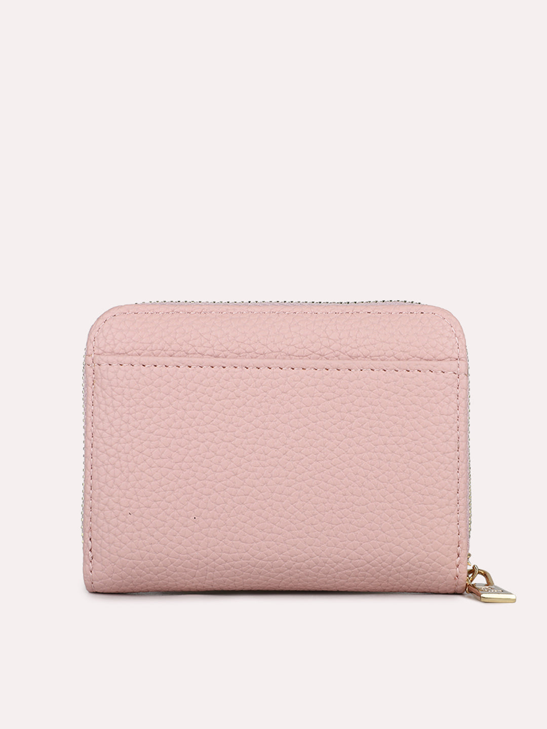 Womens Pink Casual Textured Wallet With Zipper