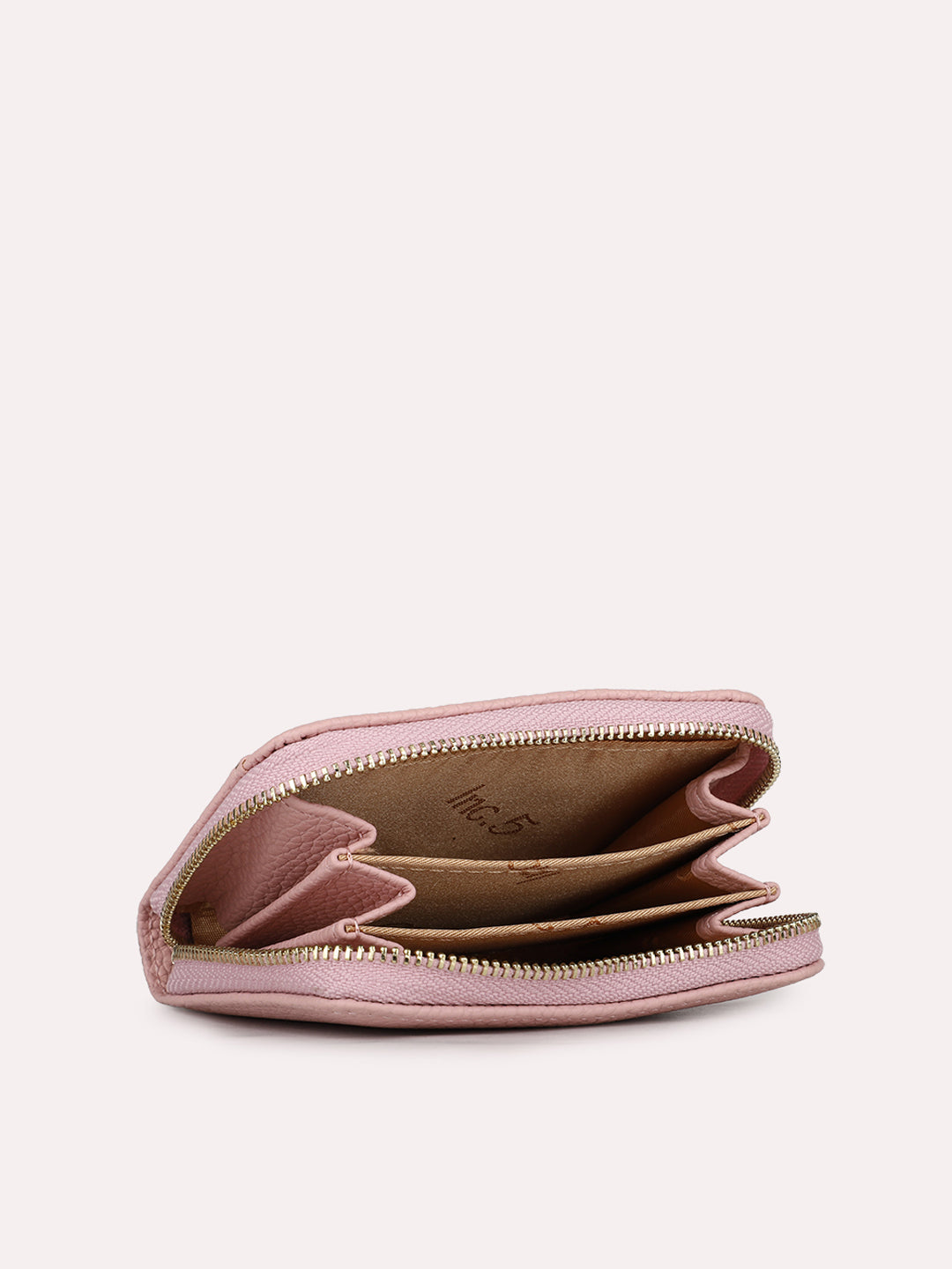 Womens Pink Casual Textured Wallet With Zipper