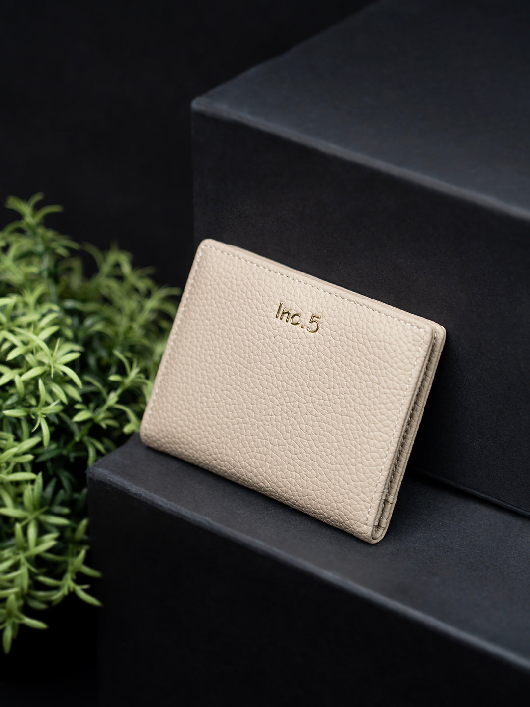 Womens Beige Textured Wallet With Magnet Lock