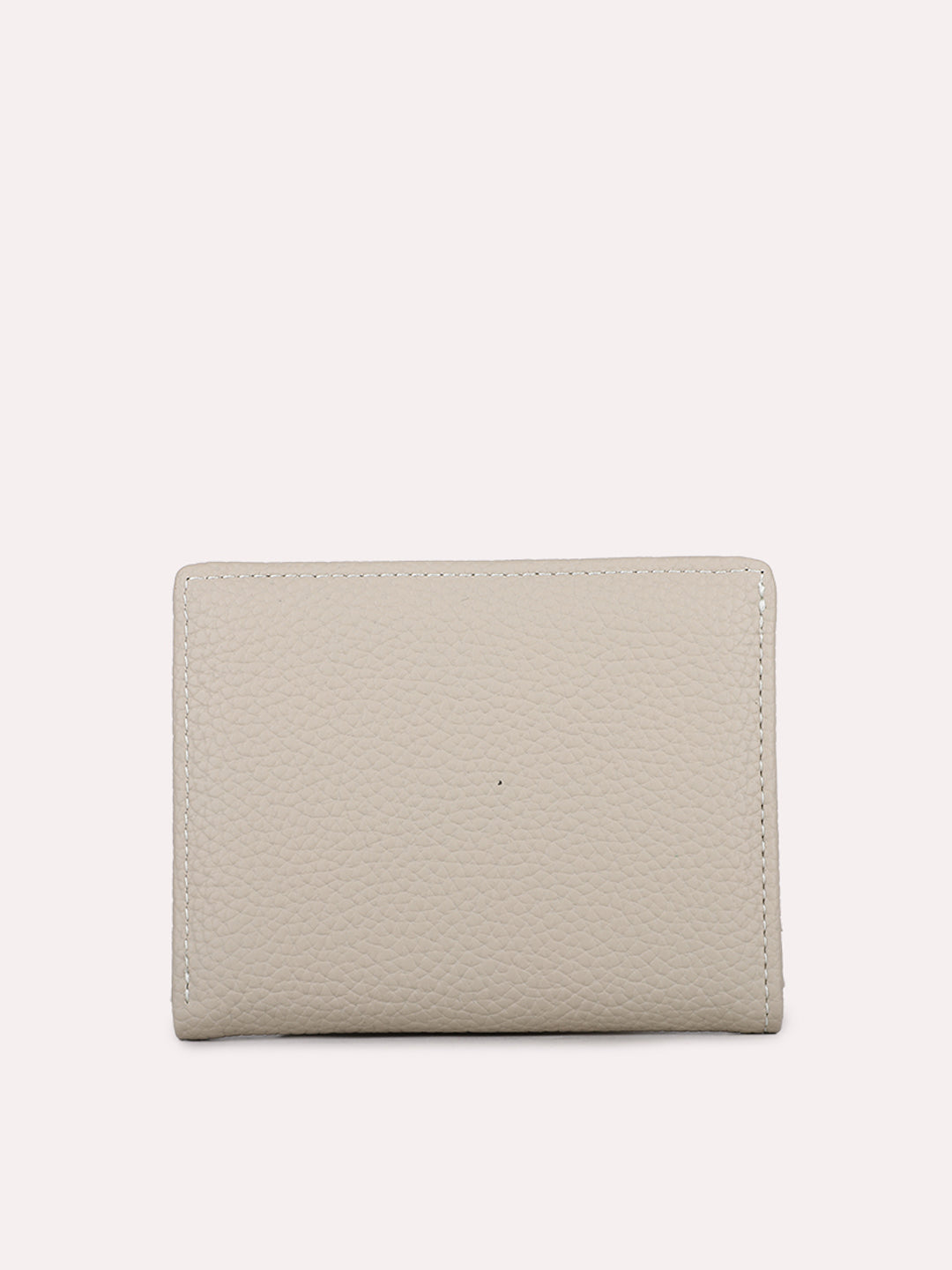 Womens Beige Textured Wallet With Magnet Lock