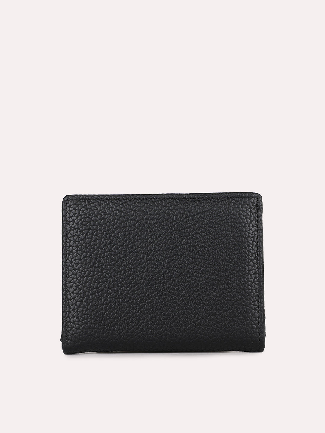 Womens Black Textured Wallet With Magnet Lock