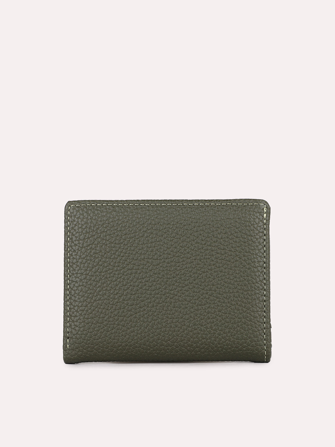 Womens Green Casual Textured Wallet With Magnet Lock