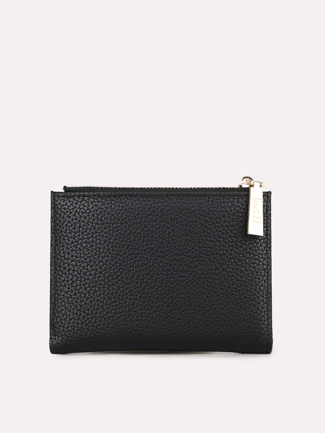 Womens Black Casual Textured Wallet With Magnet Lock