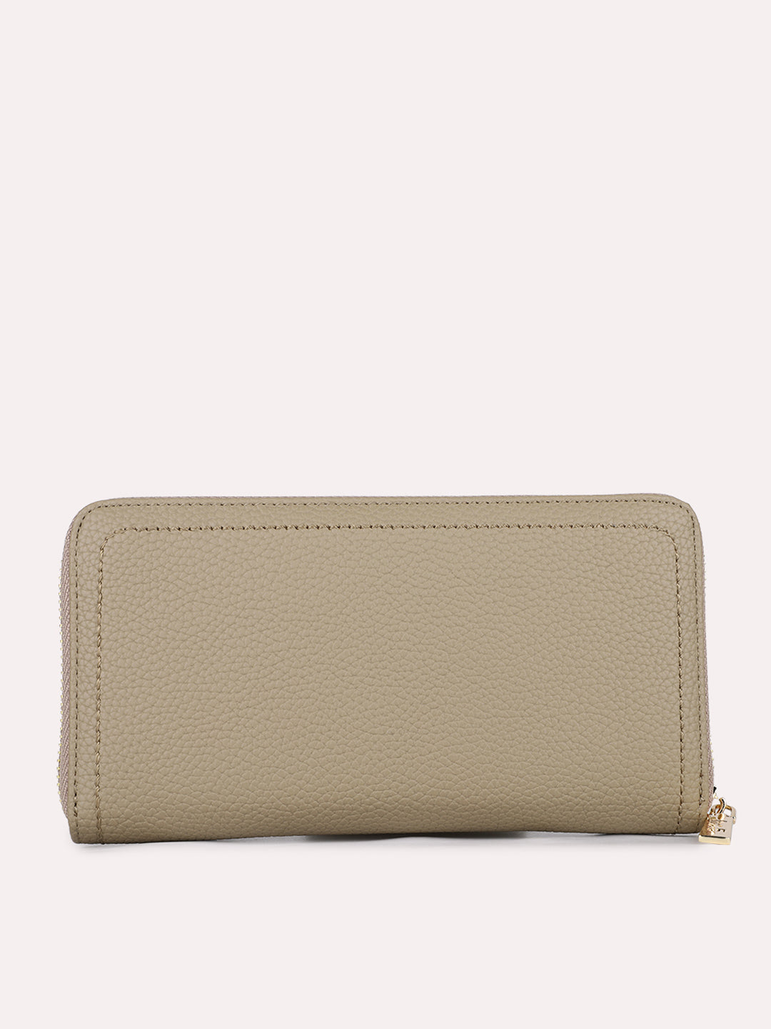 Womens Beige Casual Textured Pattern Wallet With Zip