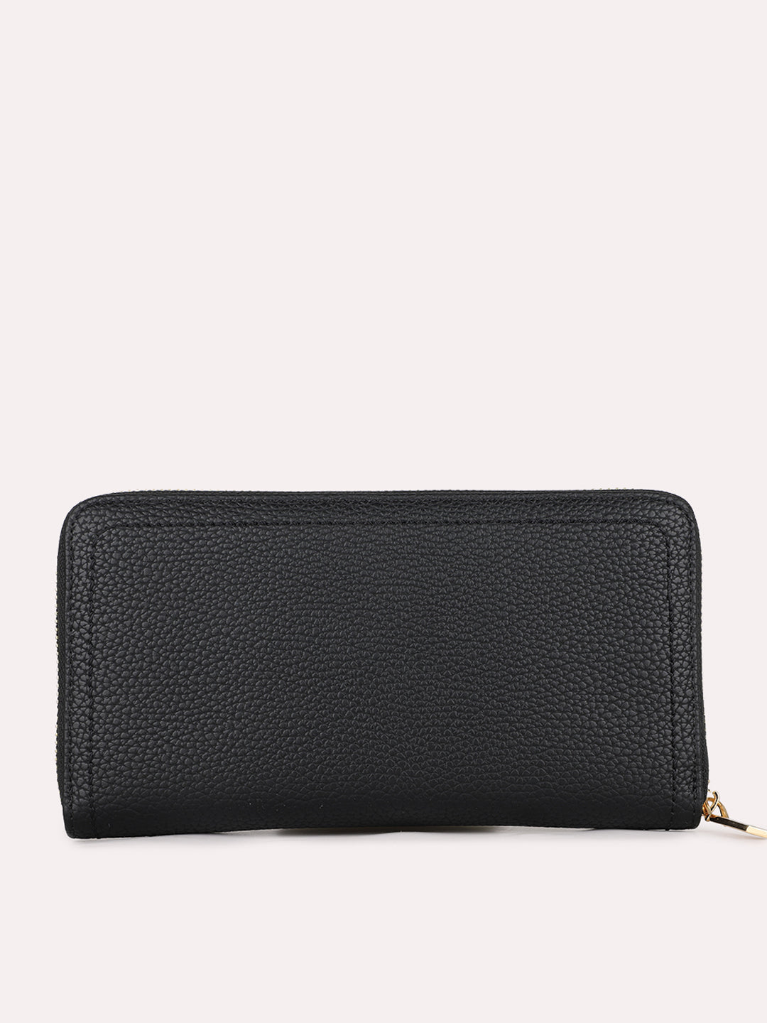 Womens Black Casual Textured Pattern Wallet With Zipper