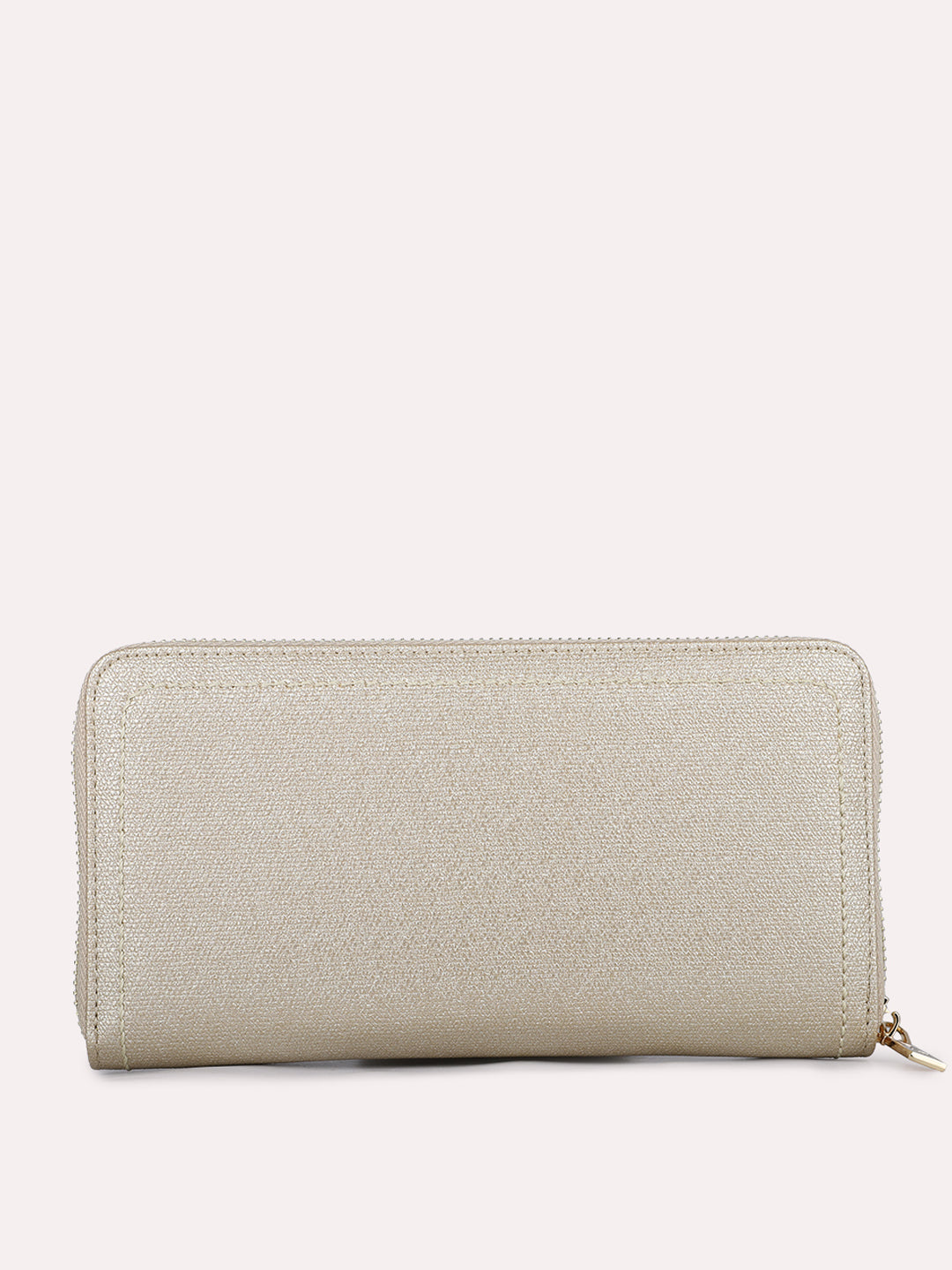 Womens Gold Casual Textured Wallet With Zip