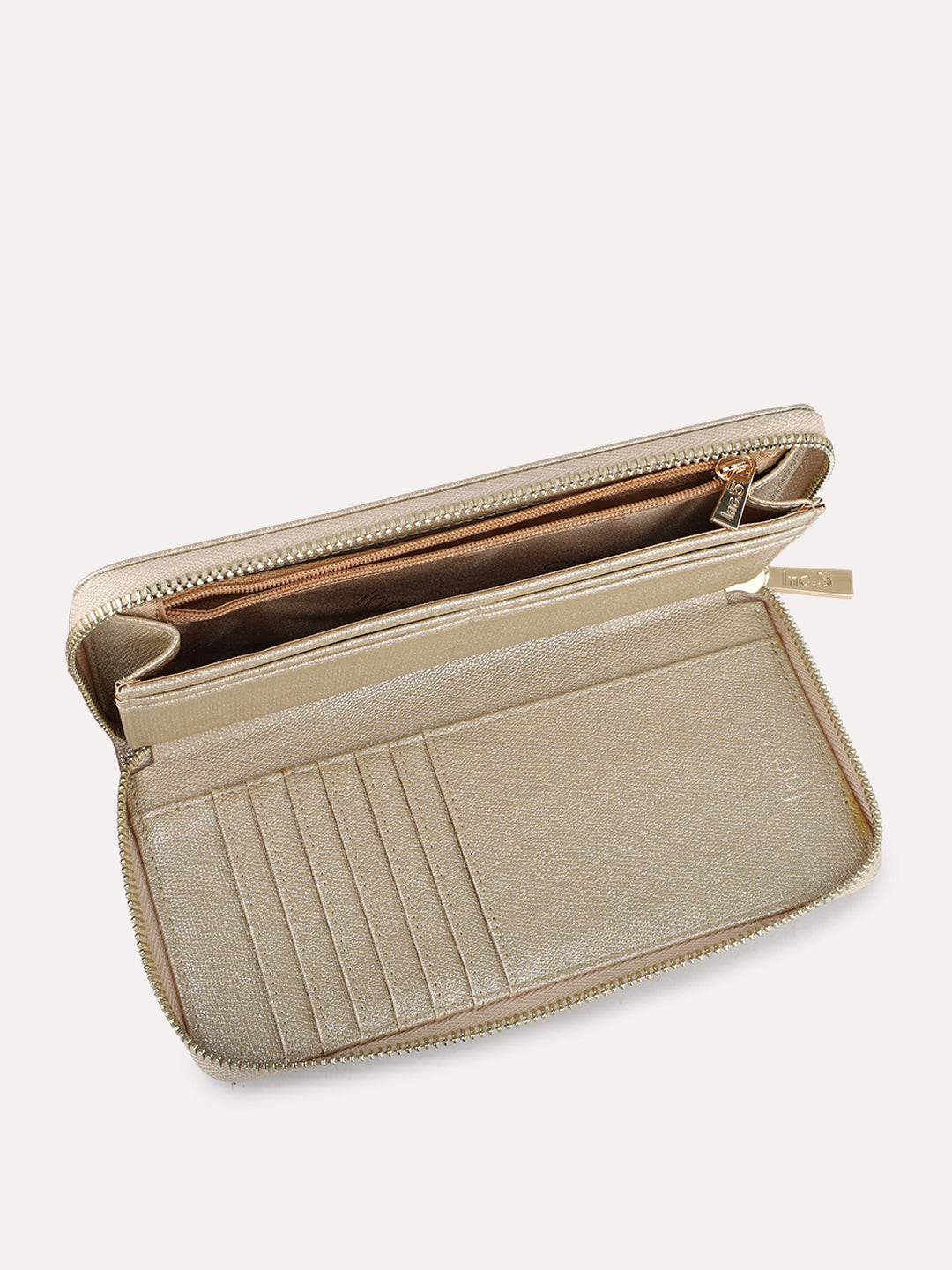 Womens Gold Casual Textured Wallet With Zip