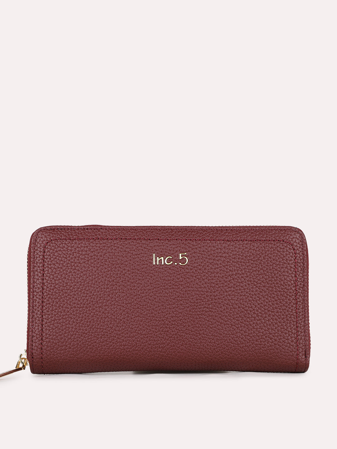 Womens Red Casual Textured Wallet With Zip