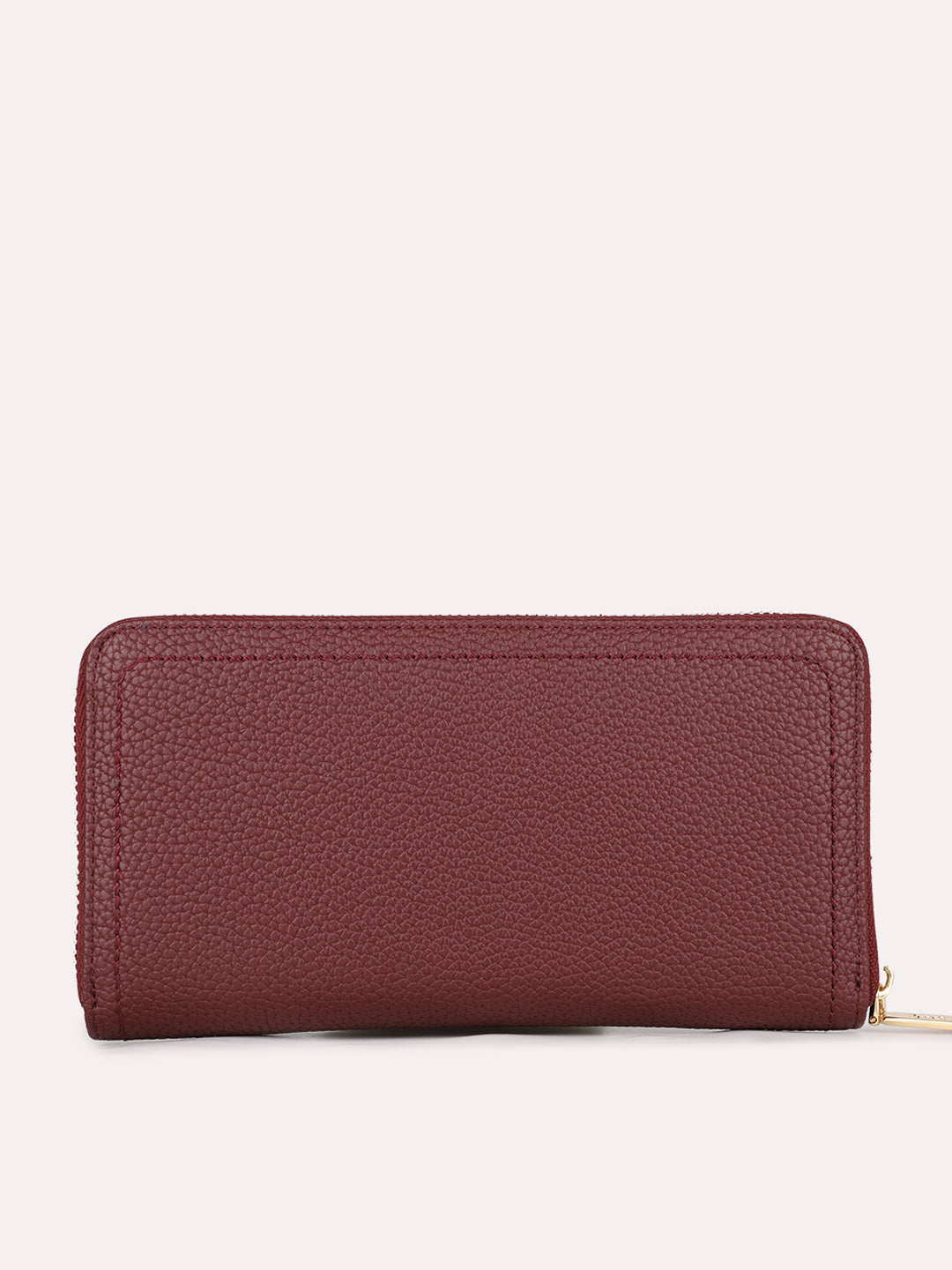 Womens Red Casual Textured Wallet With Zip