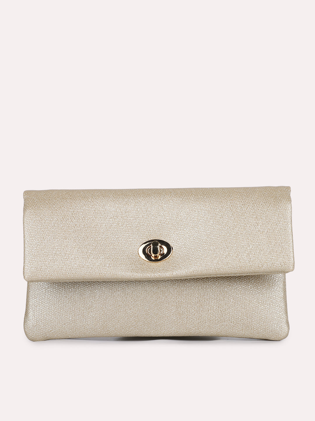 Womens Gold Casual Textured Wallet With Twist Lock