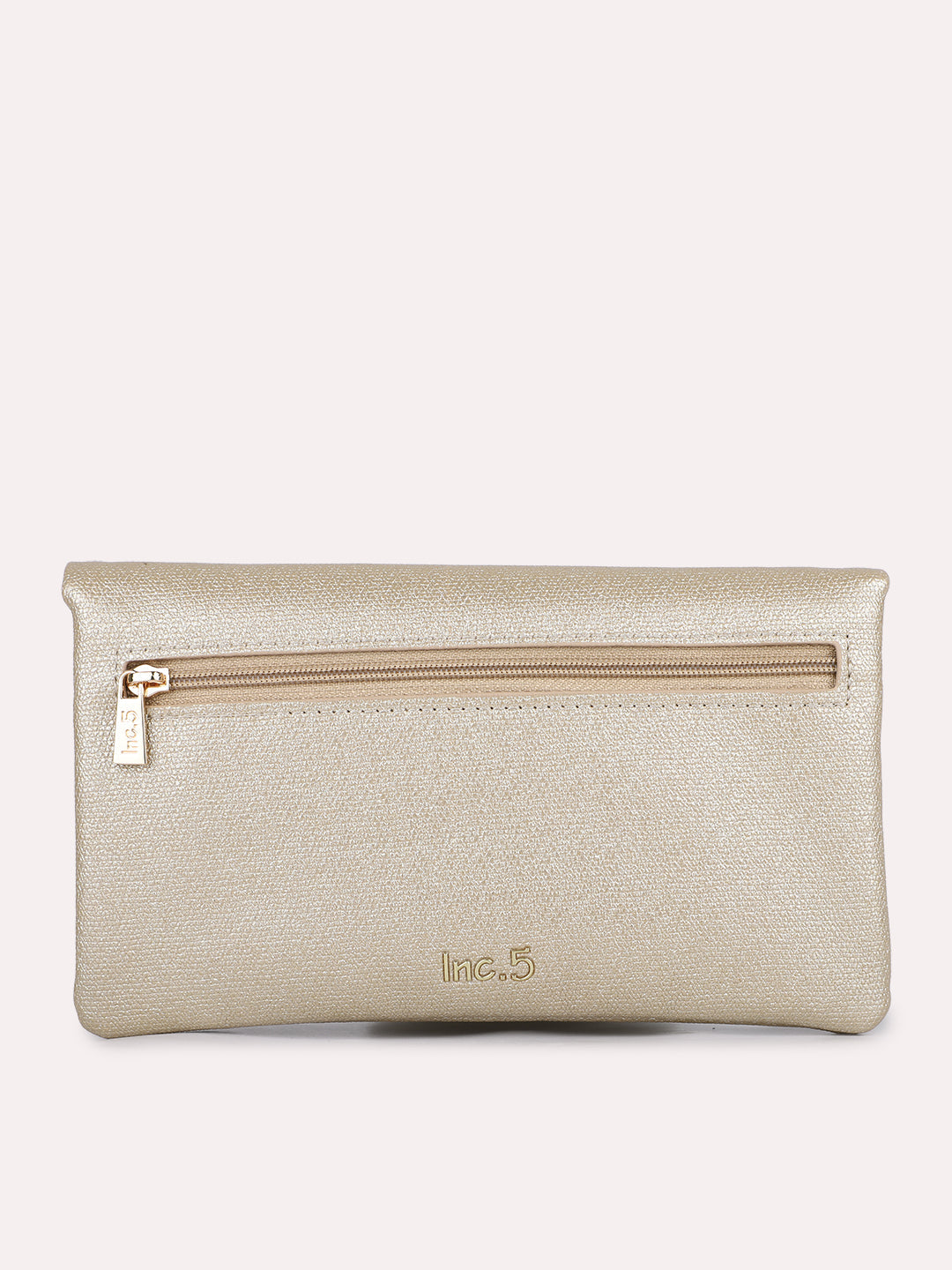 Womens Gold Casual Textured Wallet With Twist Lock