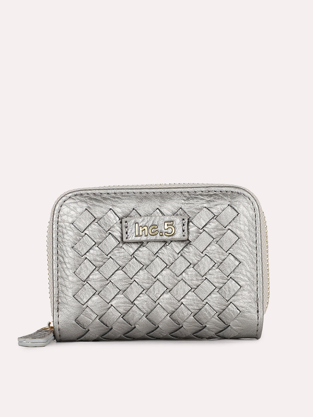 Womens Grey Textured Pattern Wallet With Zipper