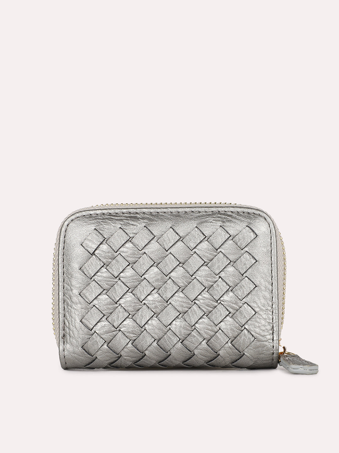 Womens Grey Textured Pattern Wallet With Zipper