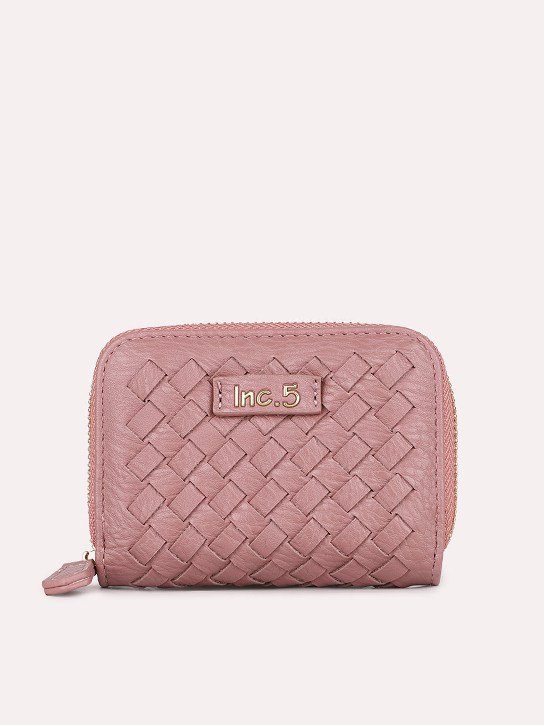 Womens Pink Casual Textured Wallet With Zip