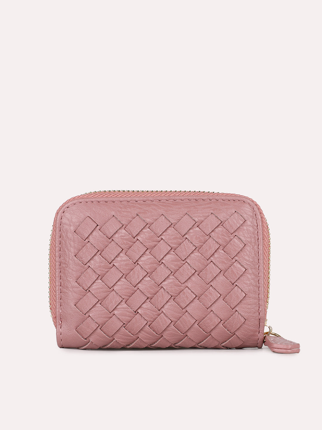 Womens Pink Casual Textured Wallet With Zip