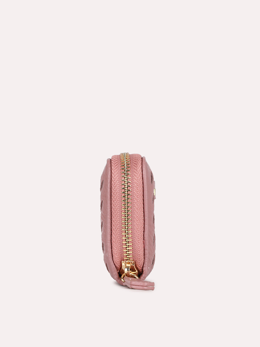 Womens Pink Casual Textured Wallet With Zip