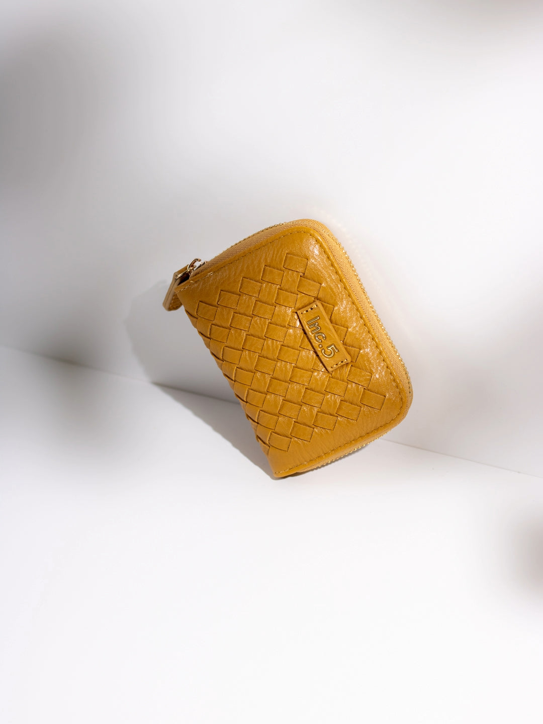 Womens Yellow Casual Textured Wallet With Zip