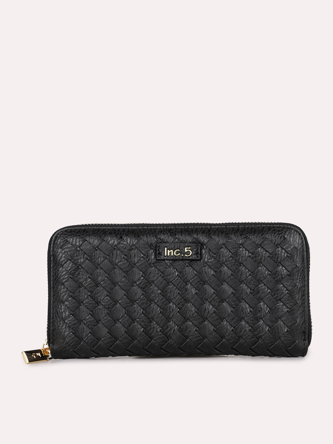 Womens Black Casual Textured Pattern Wallet