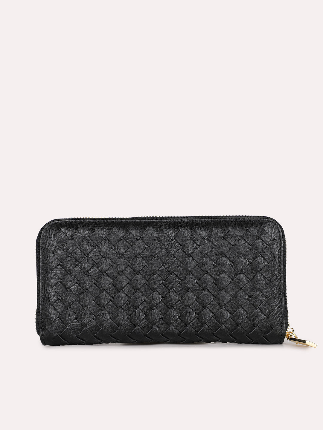 Womens Black Casual Textured Pattern Wallet