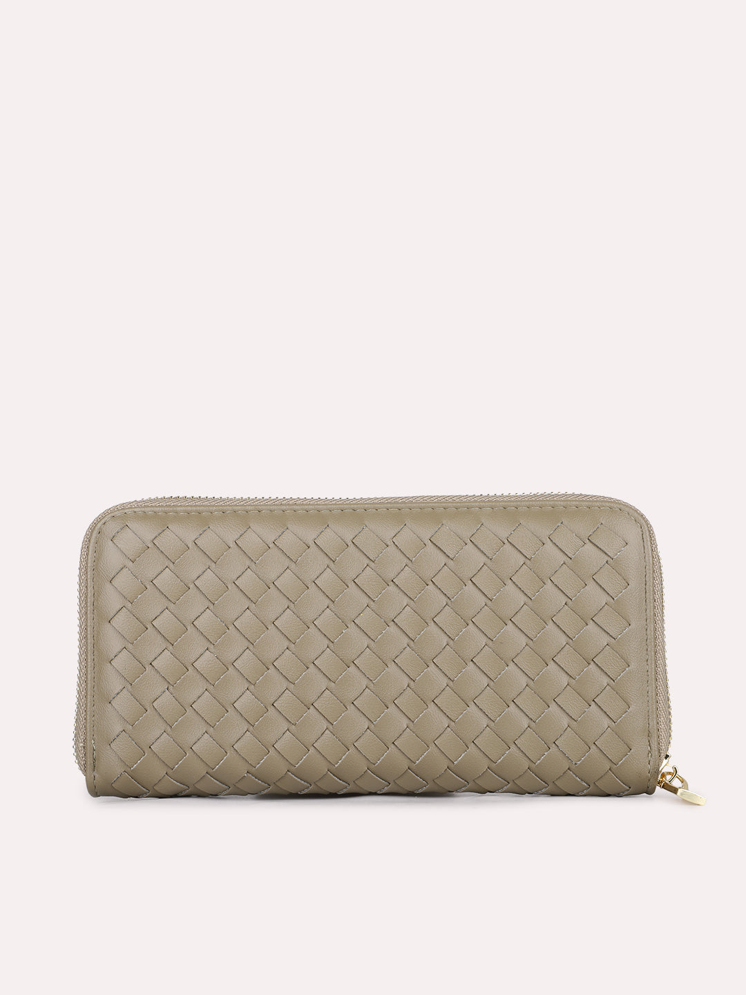 Womens Green Casual Textured Wallet With Zip