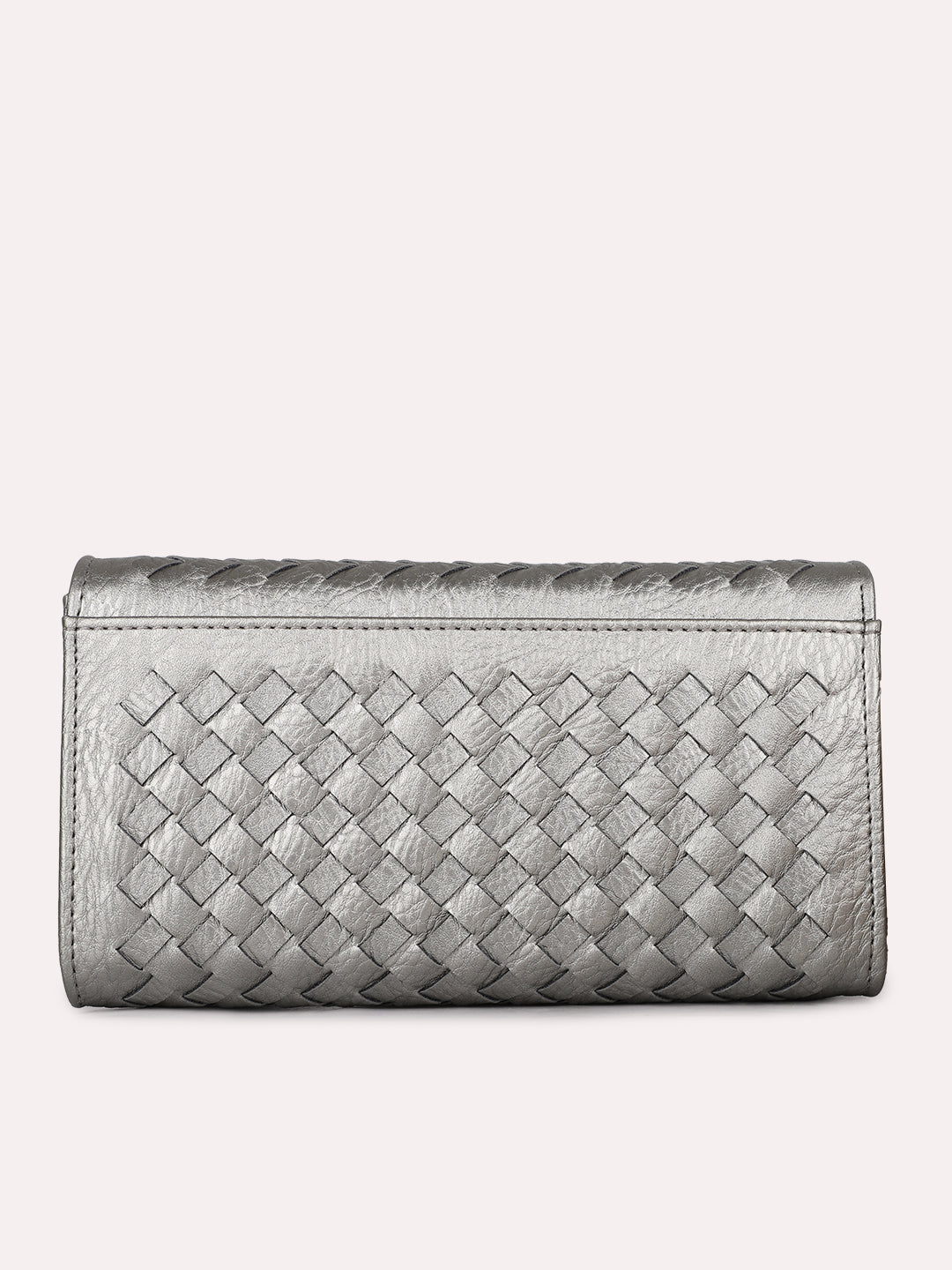 Womens Grey Casual Textured Pattern Wallet With Push Lock