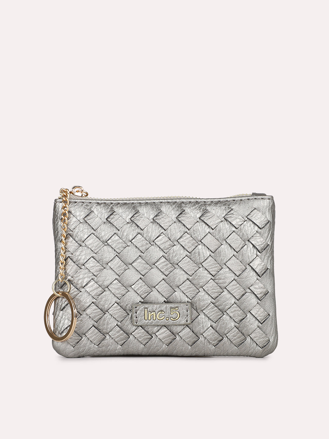 Womens Grey Casual Textured Pattern Wallet With Zipper