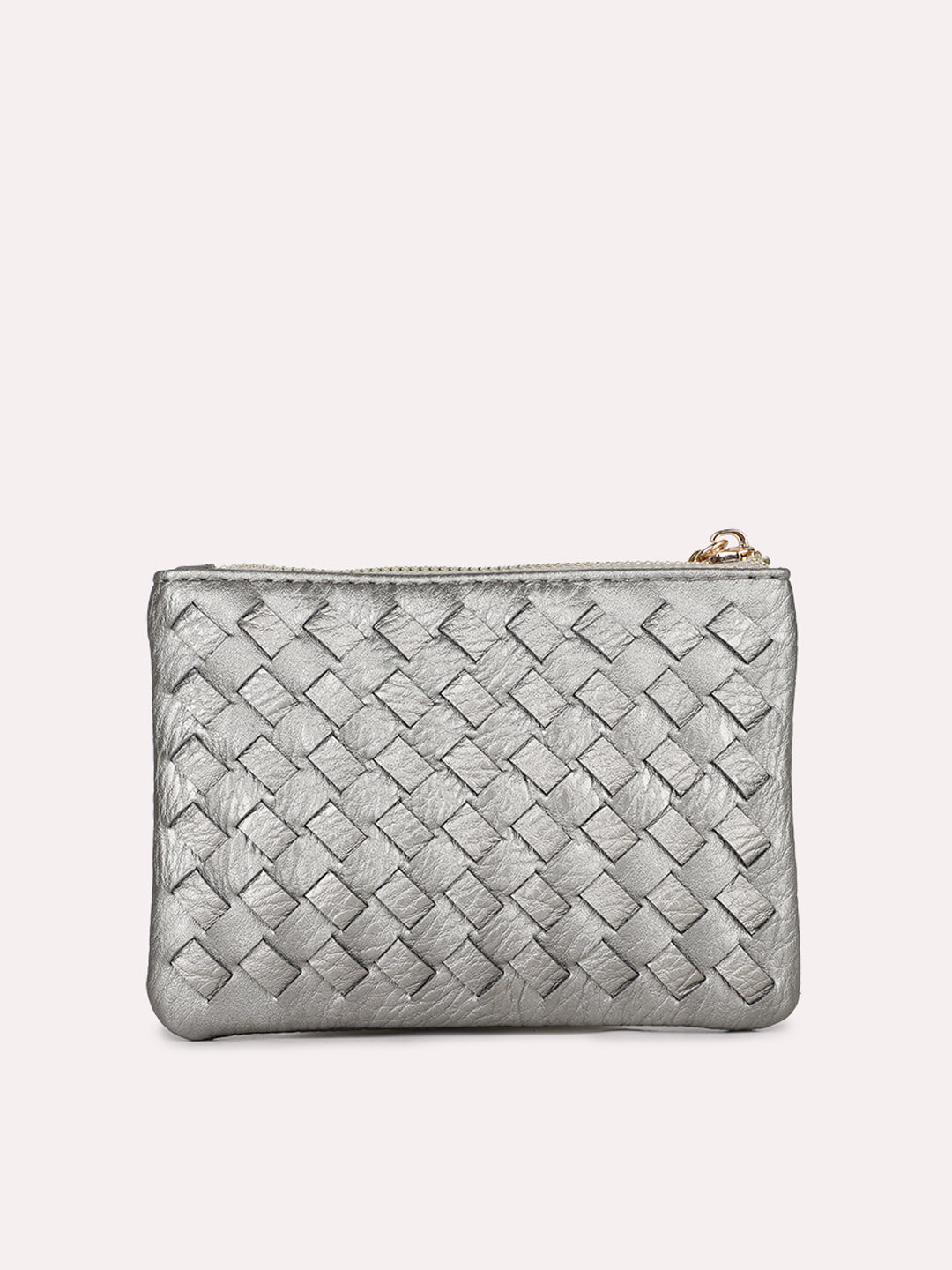 Womens Grey Casual Textured Pattern Wallet With Zipper