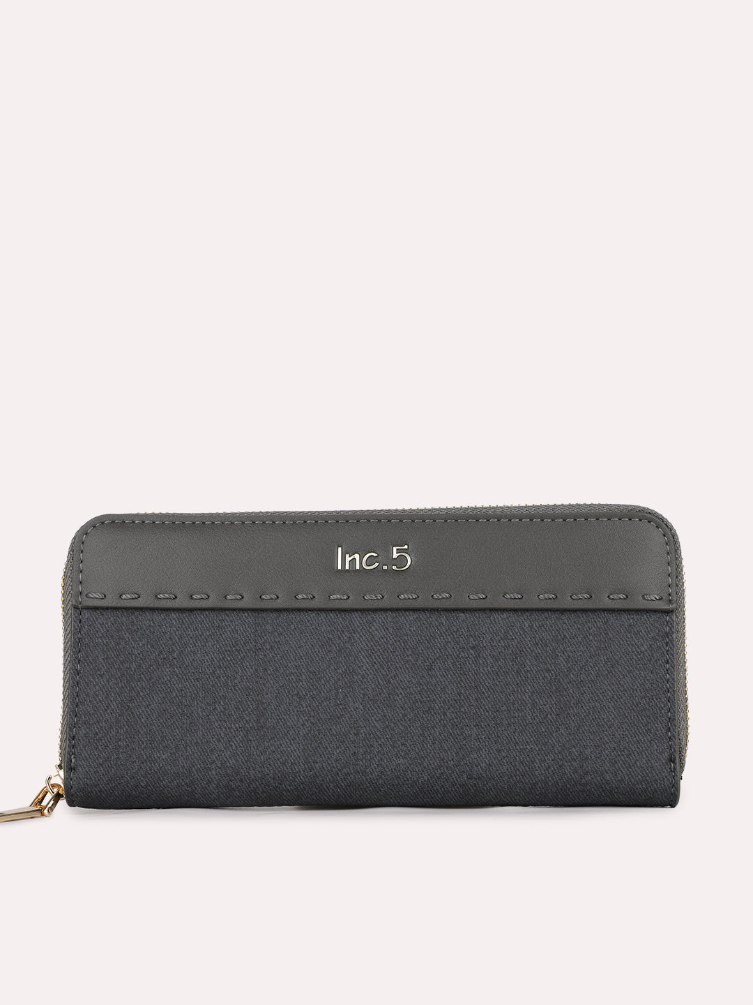 Womens Black Casual Textured Wallet With Zip