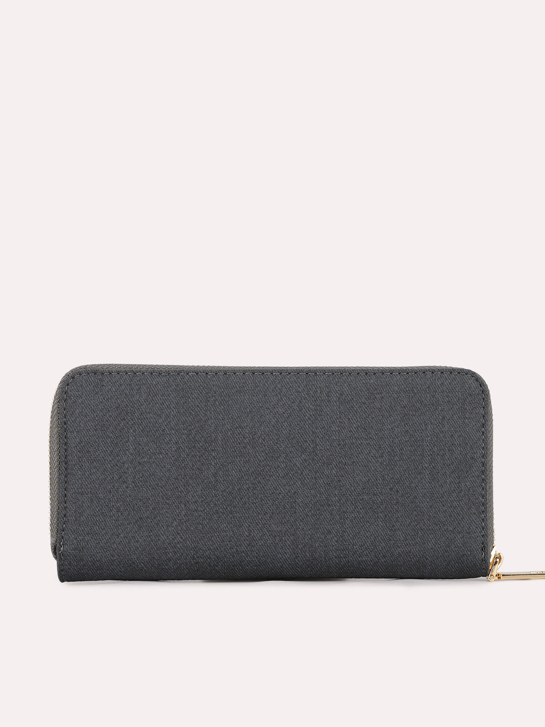 Womens Black Casual Textured Wallet With Zip