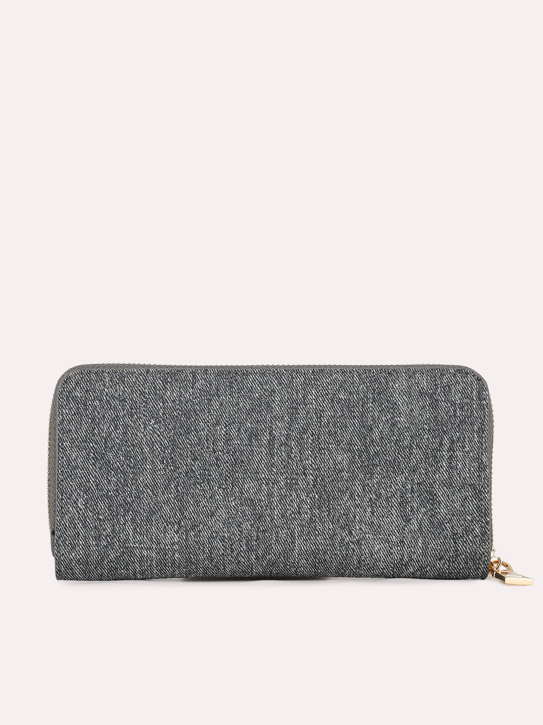 Womens Grey Casual Textured Wallet With Zip