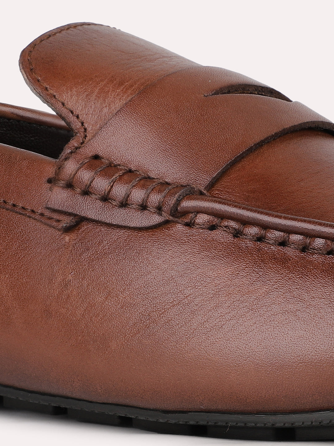 Mens Brown Solid Round Toe Casual Loafer Shoes