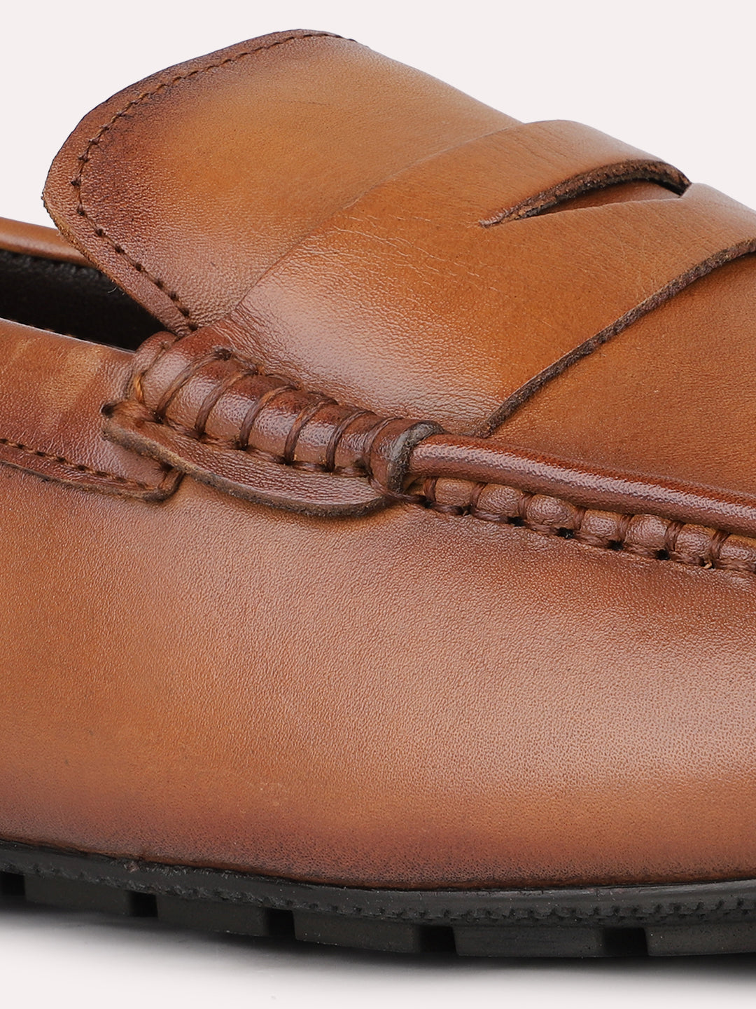 Mens Tan Solid Round Toe Casual Loafer Shoes
