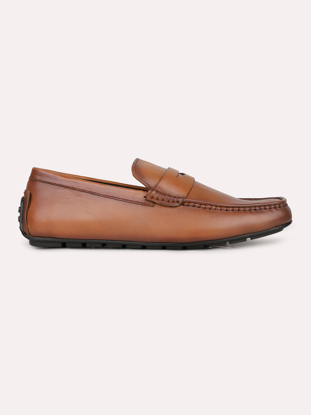 Mens Tan Solid Round Toe Casual Loafer Shoes