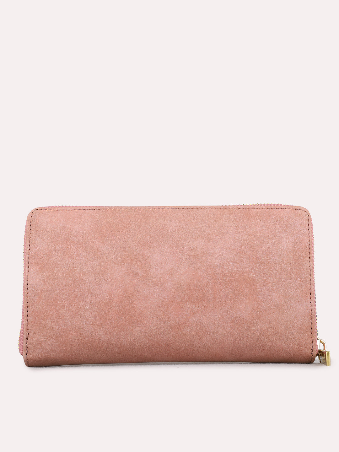 Women Pink Solid Bi-Folds Bag With Zip Lock For Casual