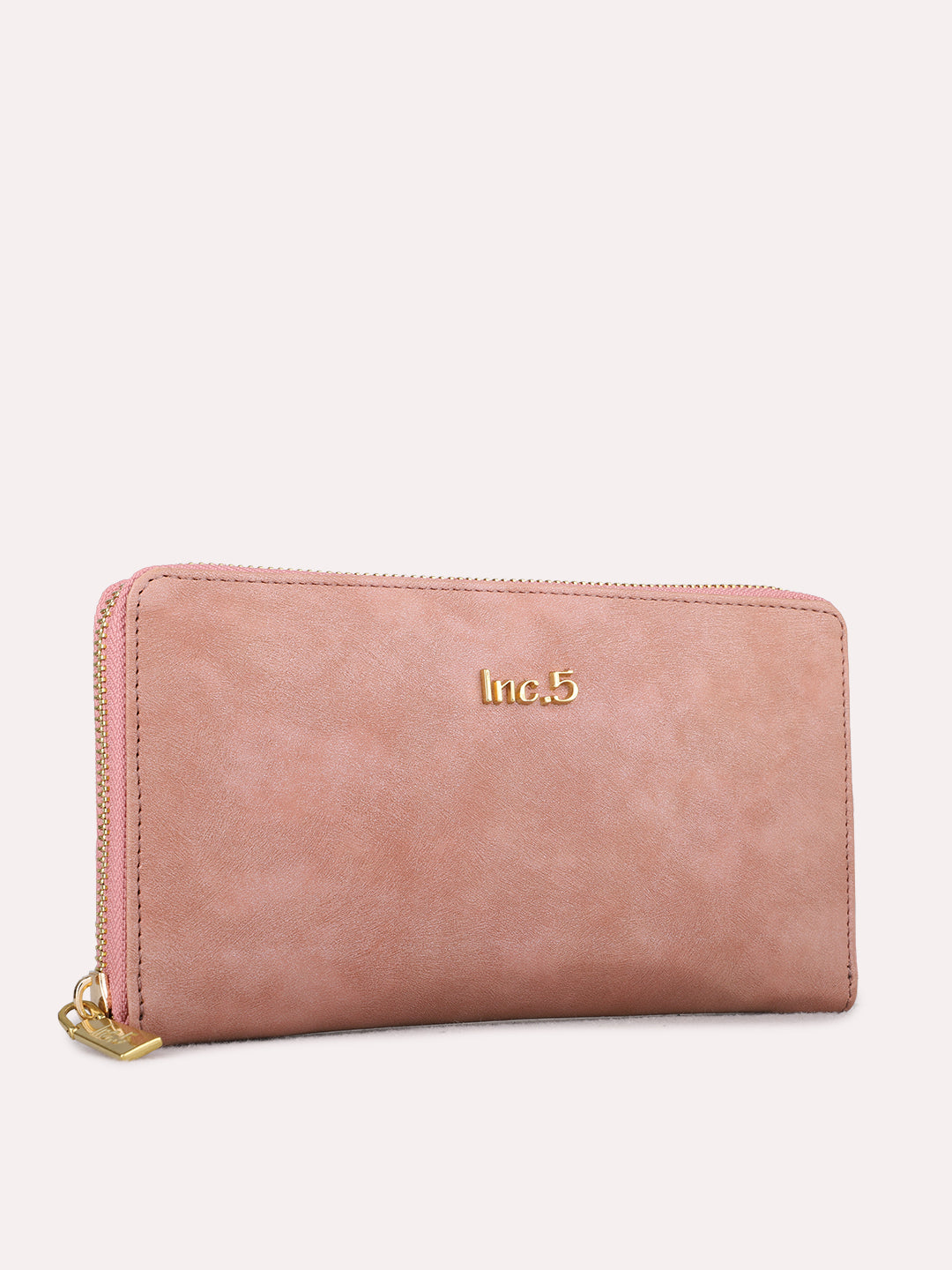 Women Pink Solid Bi-Folds Bag With Zip Lock For Casual