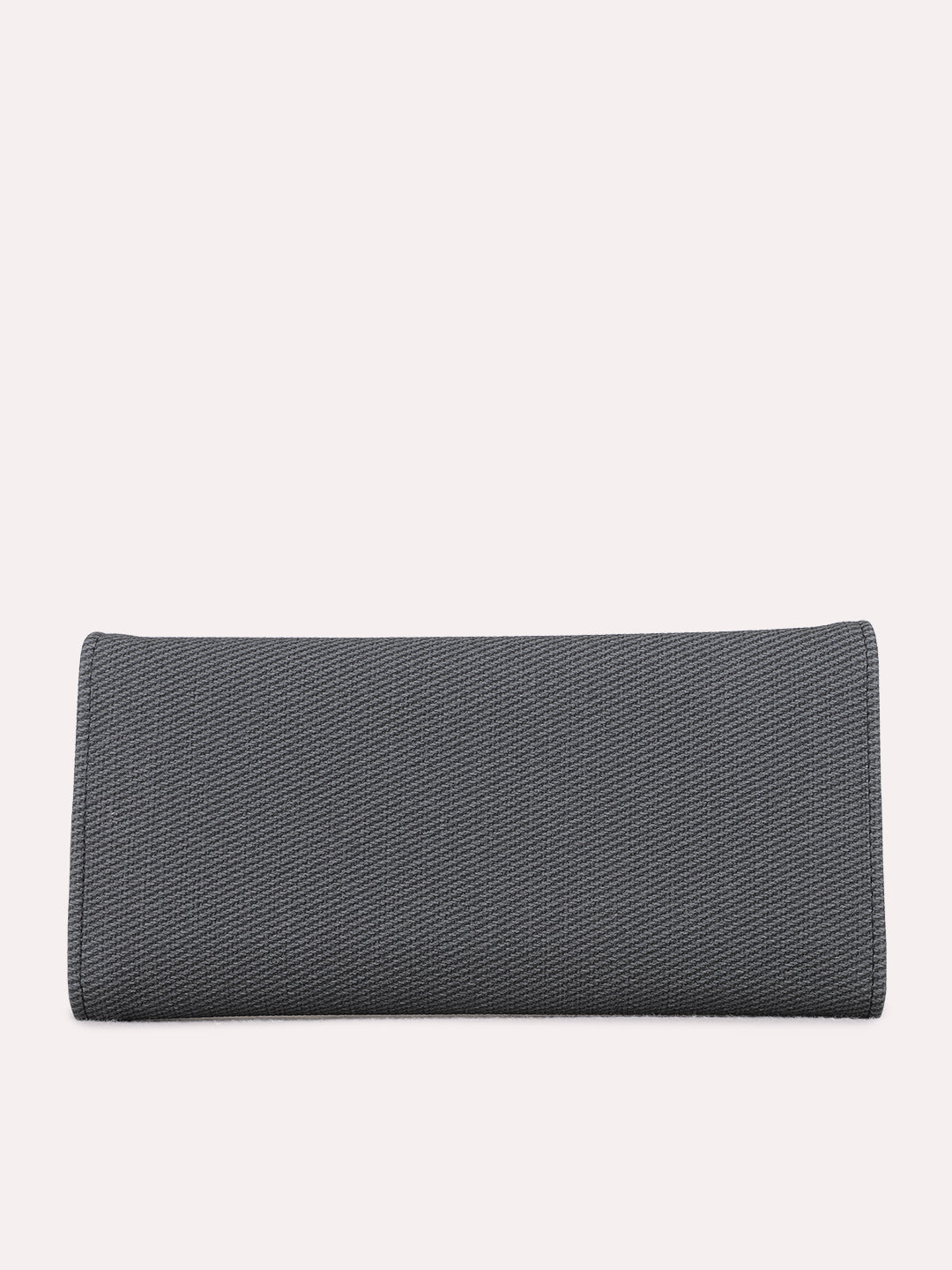Women Black Textured Bi-Folds Bag With Magnet Lock For Casual