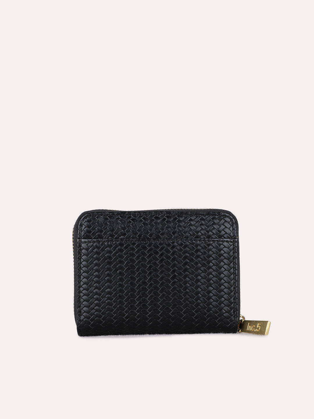 Women Black Textured Bi-Folds Bag With Zip Lock For Casual
