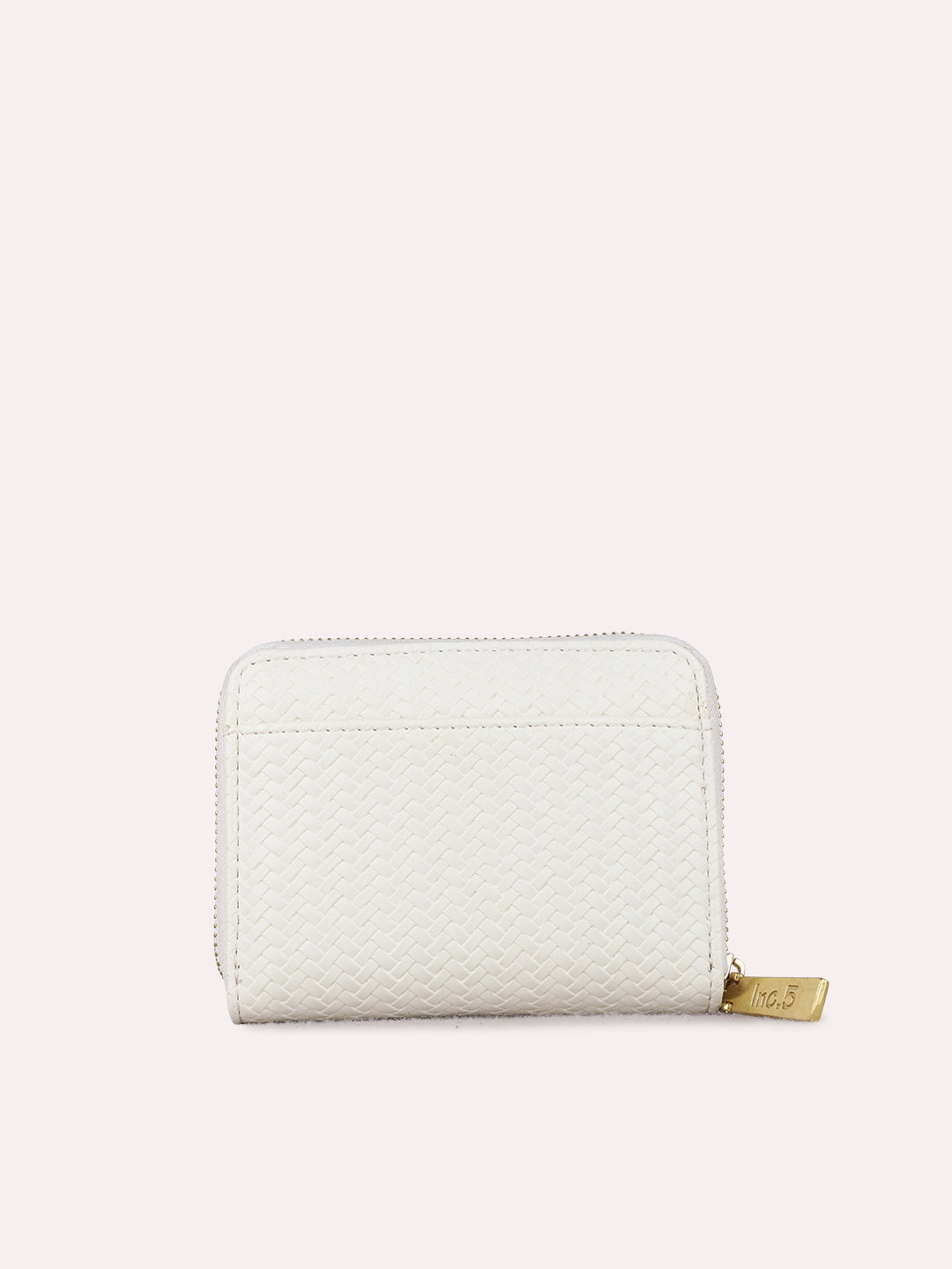 Women White Textured Bi-Folds Bag With Zip Lock For Casual