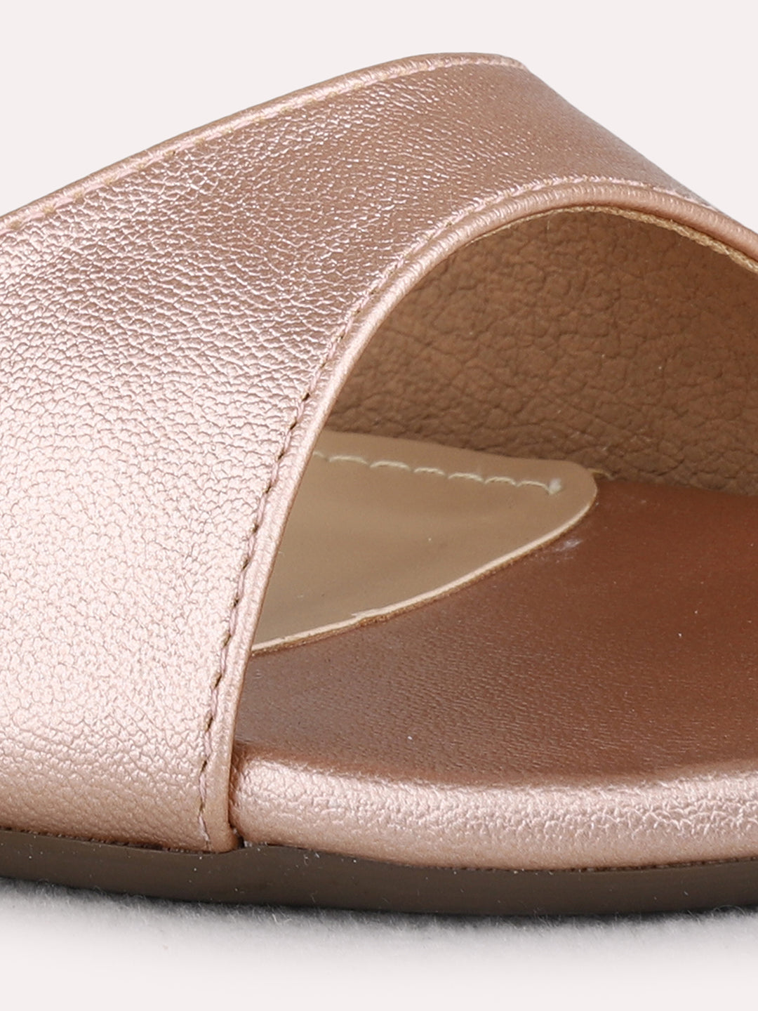 Womens Rose Gold Party Wear Solid Round Toe Kitten Heel Sandals