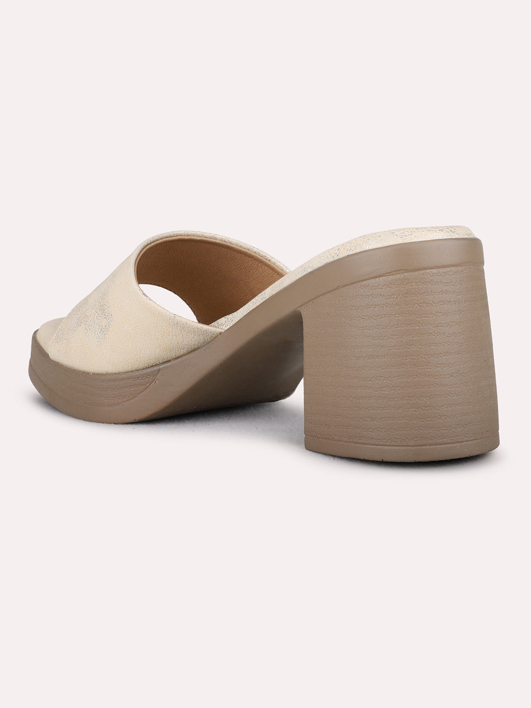 Womens Golden Party Wear Solid Round Toe Platform Heel Sandals