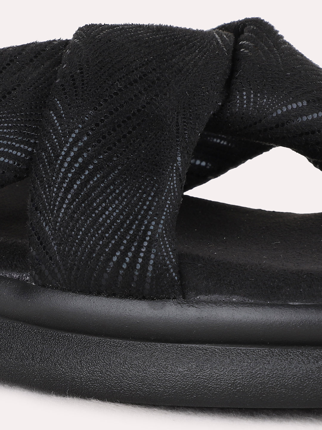 Womens Black Casual Solid Open Toe Flats