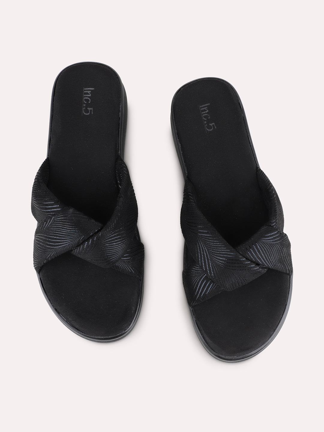 Womens Black Casual Solid Open Toe Flats