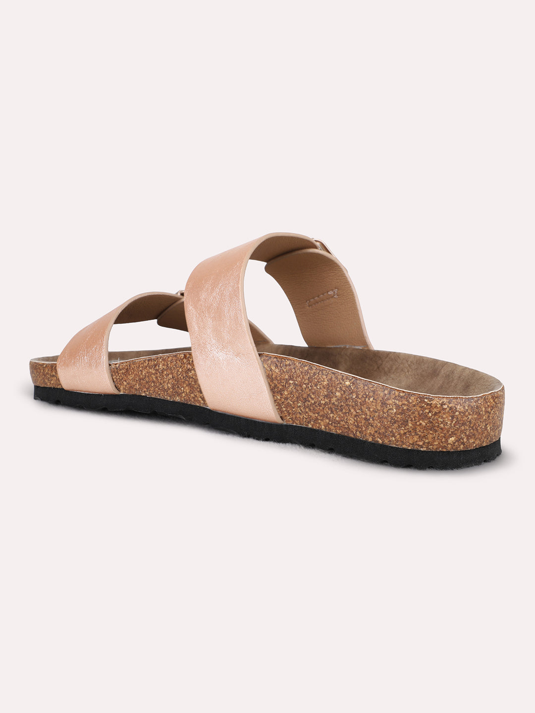Womens Rose Gold Casual Solid Open Toe Flat Sandals