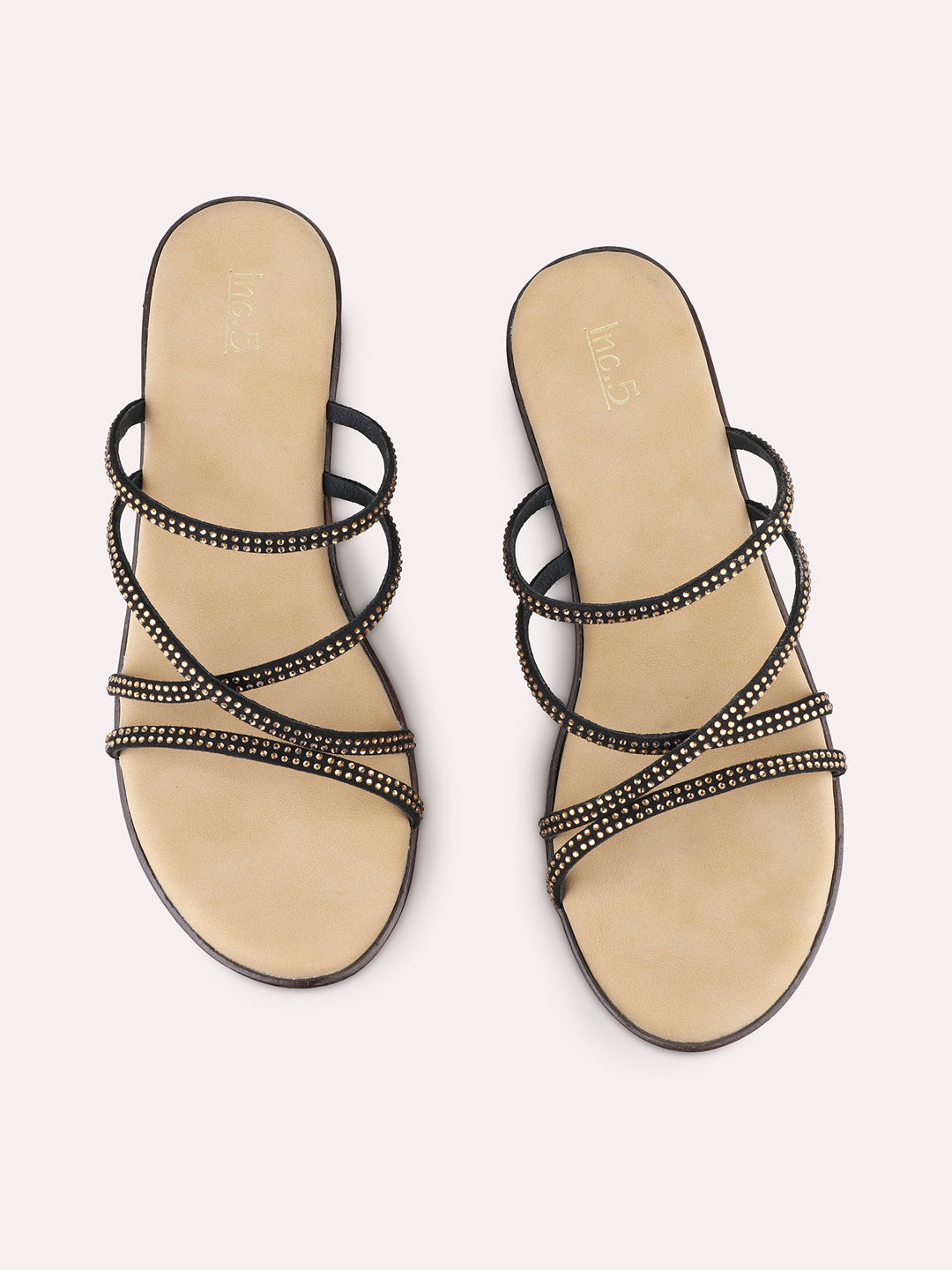 Womens Black Party Wear Striped Round Toe Platform Heel Sandals