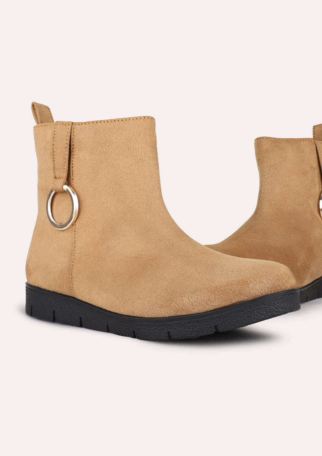 Womens Black Casual Solid Round Toe Ankle Boots
